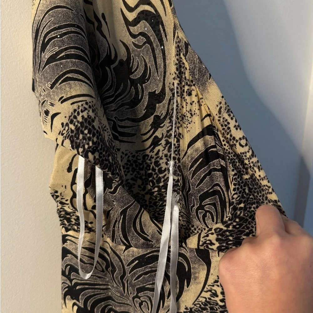 Revolve Superdown Stefania Gown Animal Print Zebra Cowl Neck Low Back Maxi Dress - Picture 4 of 8